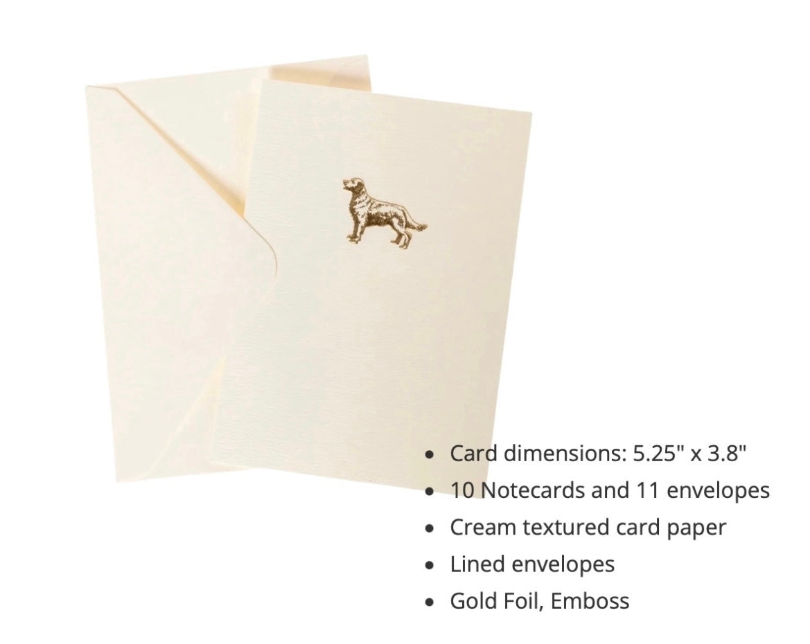 Gold Dog Embossed Notecard Set