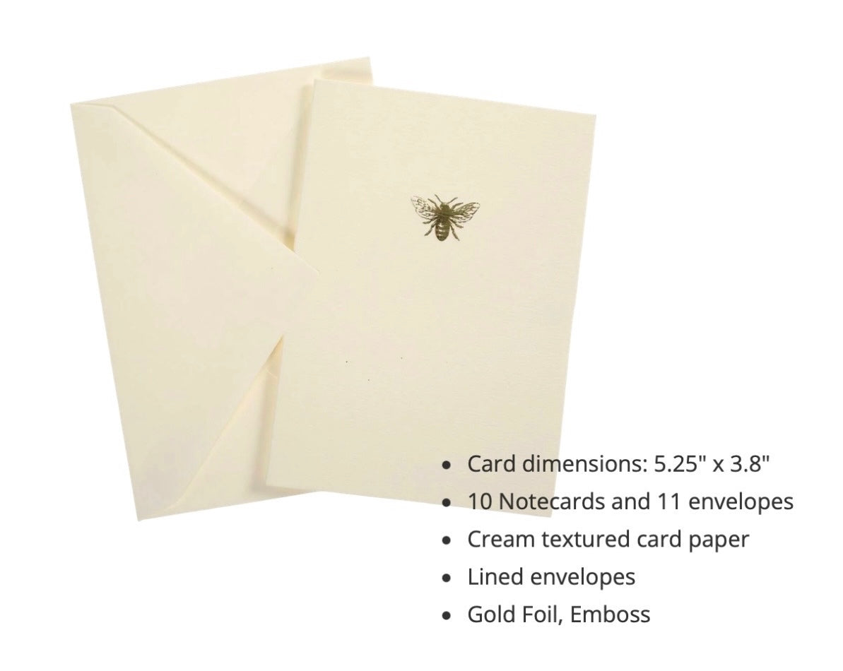 Gold Bee Embossed Notecard Set