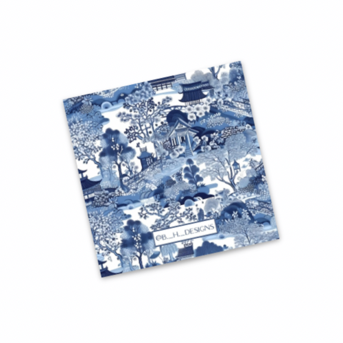 Blue Chinoiserie Personalized Enclosure Cards