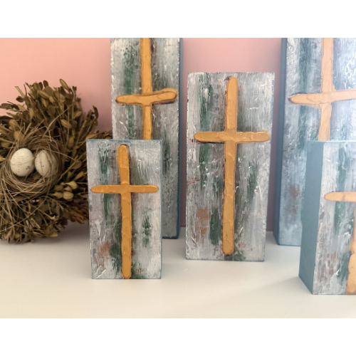 Hues of Blue Wooden Cross
