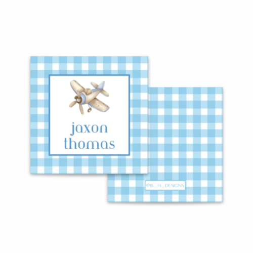 Personalized Gingham Enclosure Cards
