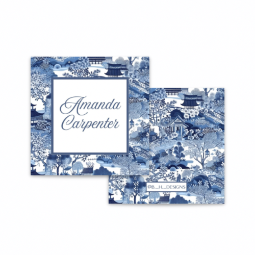 Blue Chinoiserie Personalized Enclosure Cards