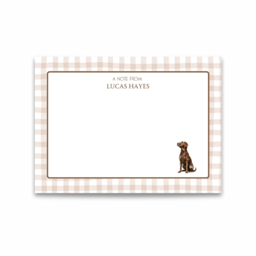 Gingham Pup Personalized Notecards