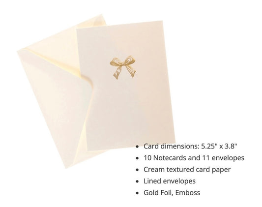 Gold Bow Embossed Notecard Set