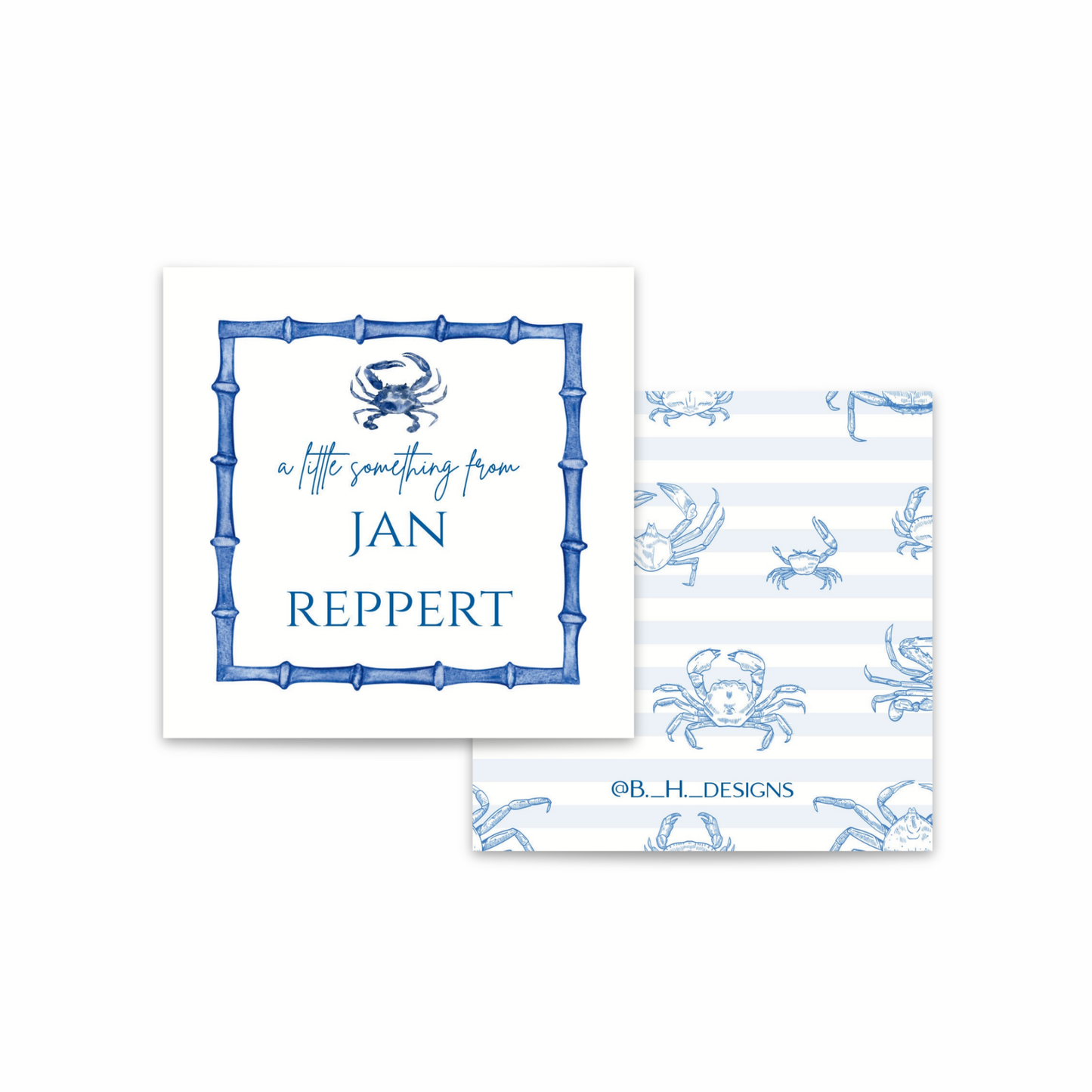 Personalized Blue Crab Bamboo Enclosure Cards