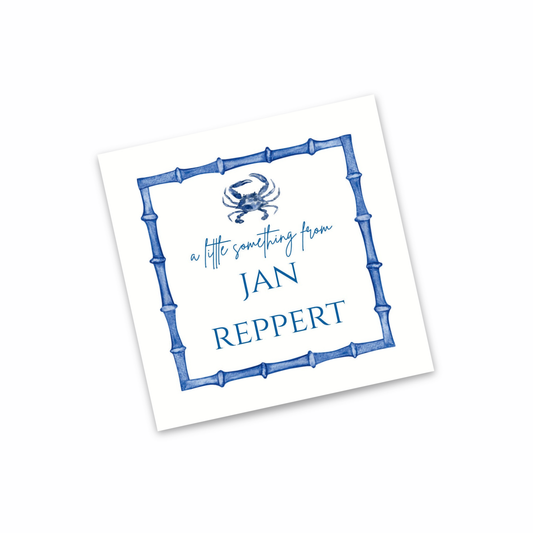 Personalized Blue Crab Bamboo Enclosure Cards