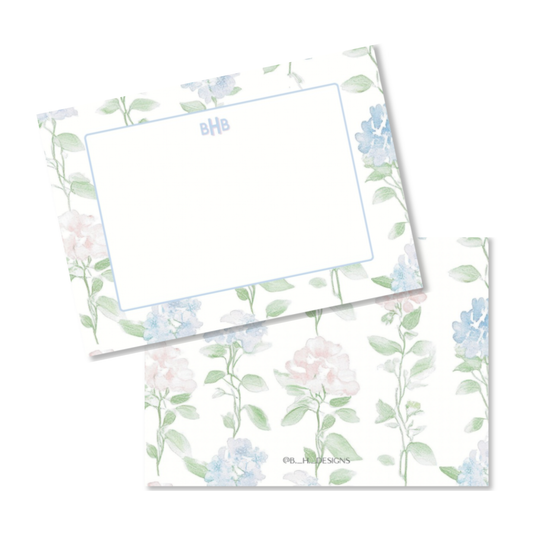 Personalized Garden Floral Flat Note Cards