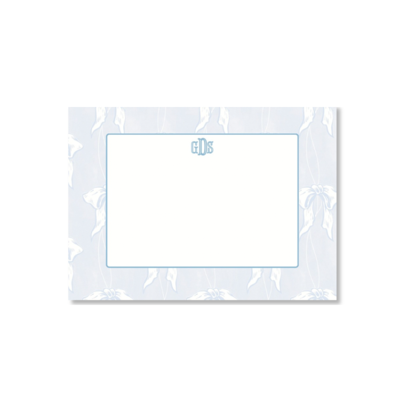 Personalized Ribbons and Bows Monogram Flat Note Cards