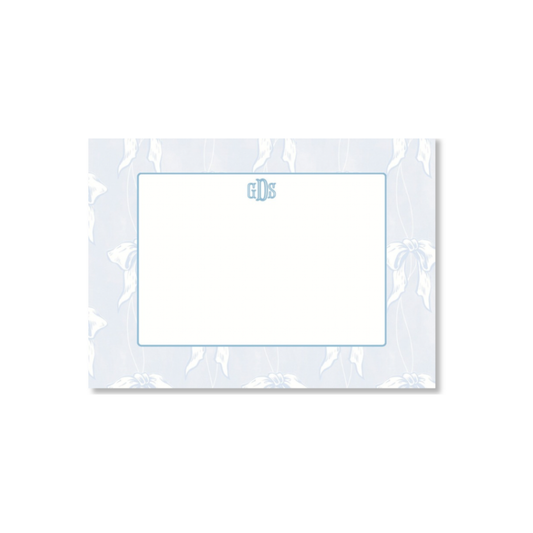 Personalized Ribbons and Bows Monogram Flat Note Cards