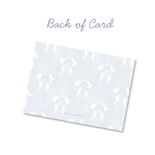 Personalized Ribbons and Bows Monogram Flat Note Cards