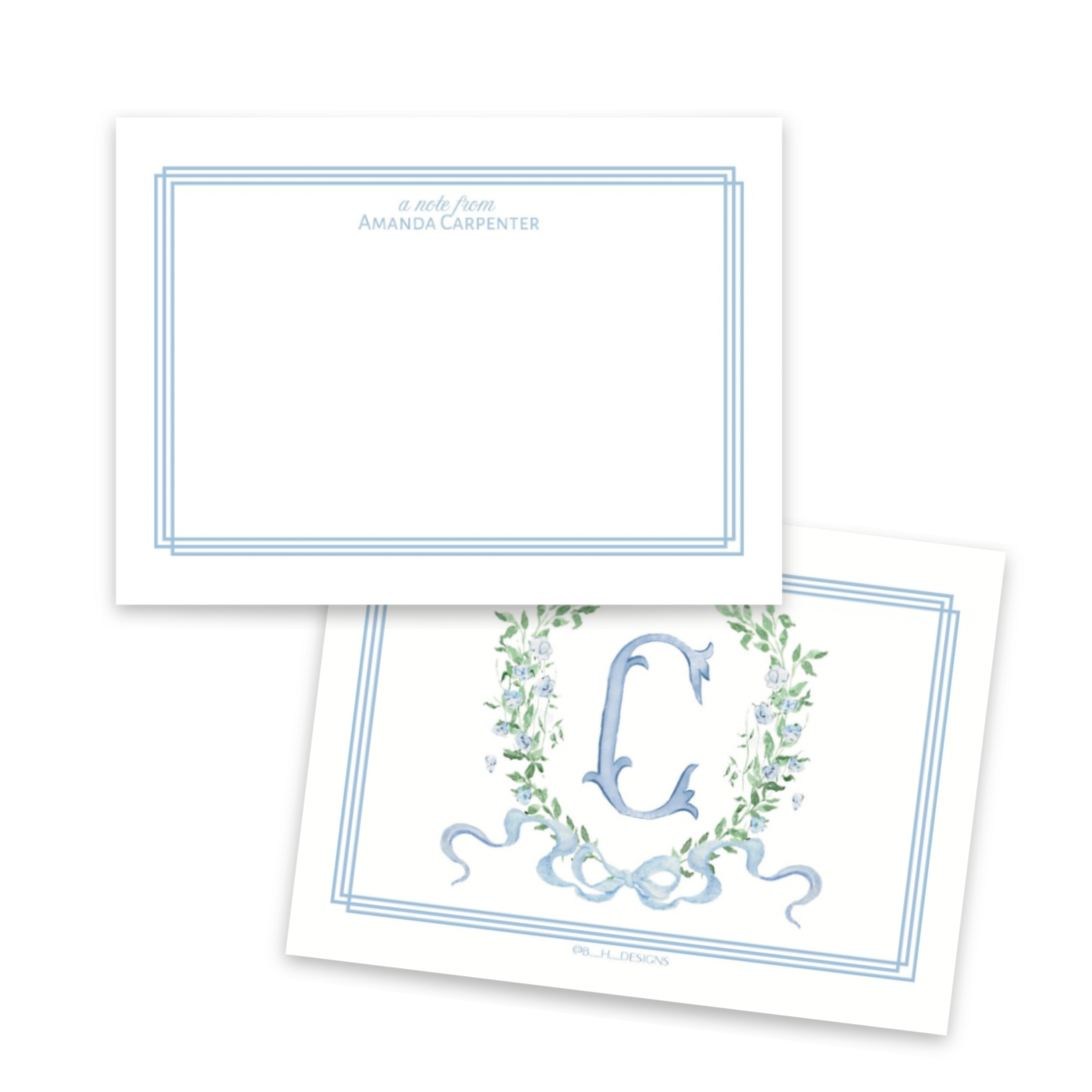Personalized Monogram Crest Flat Note Cards