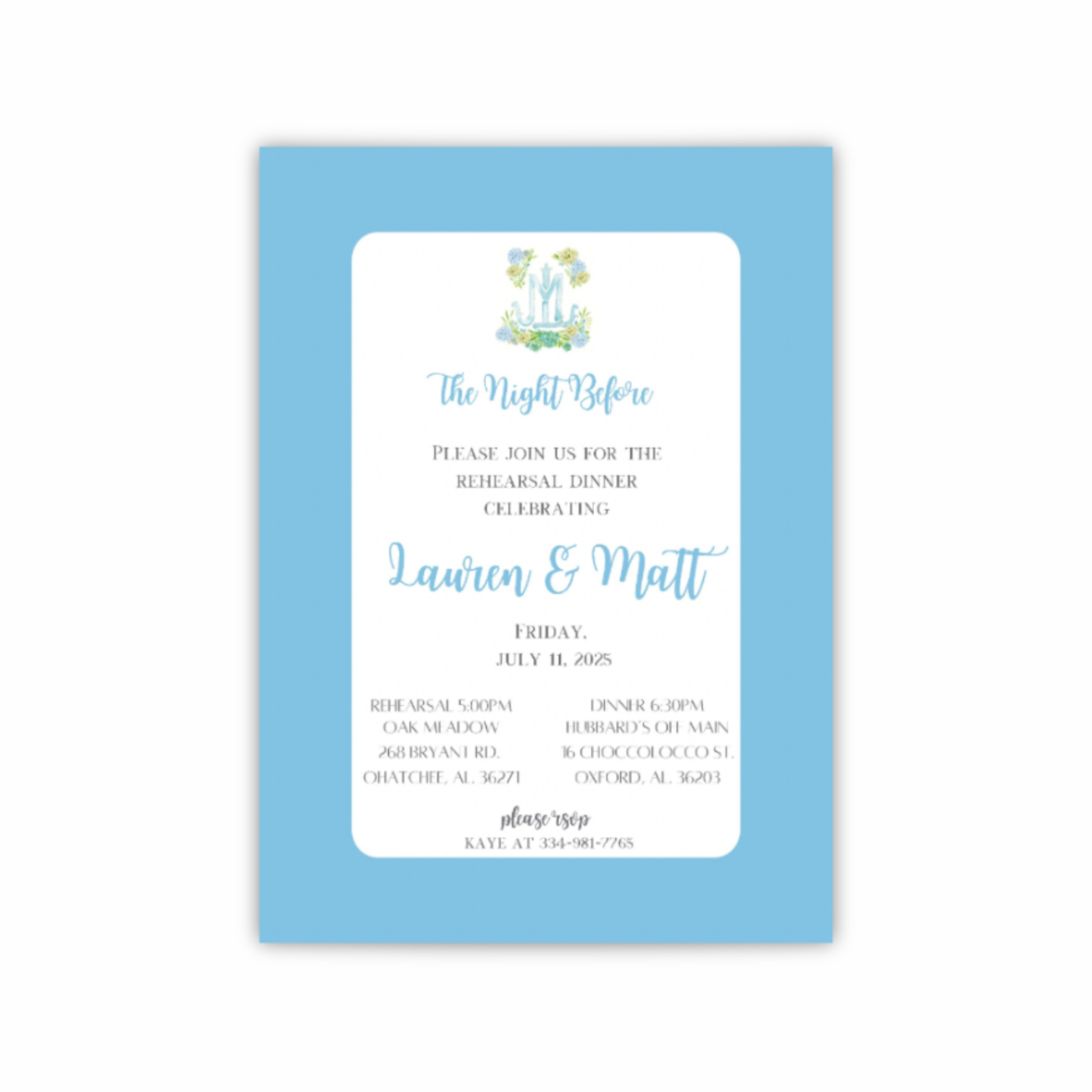 Custom Rehearsal Dinner Invitations