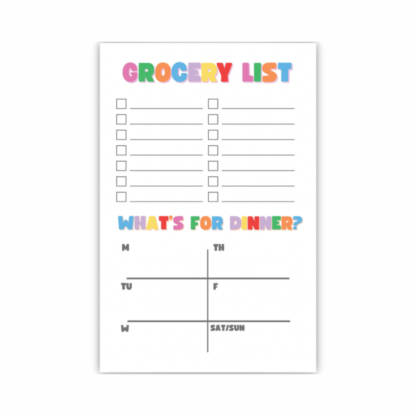 Grocery & Meal Prep Notepad